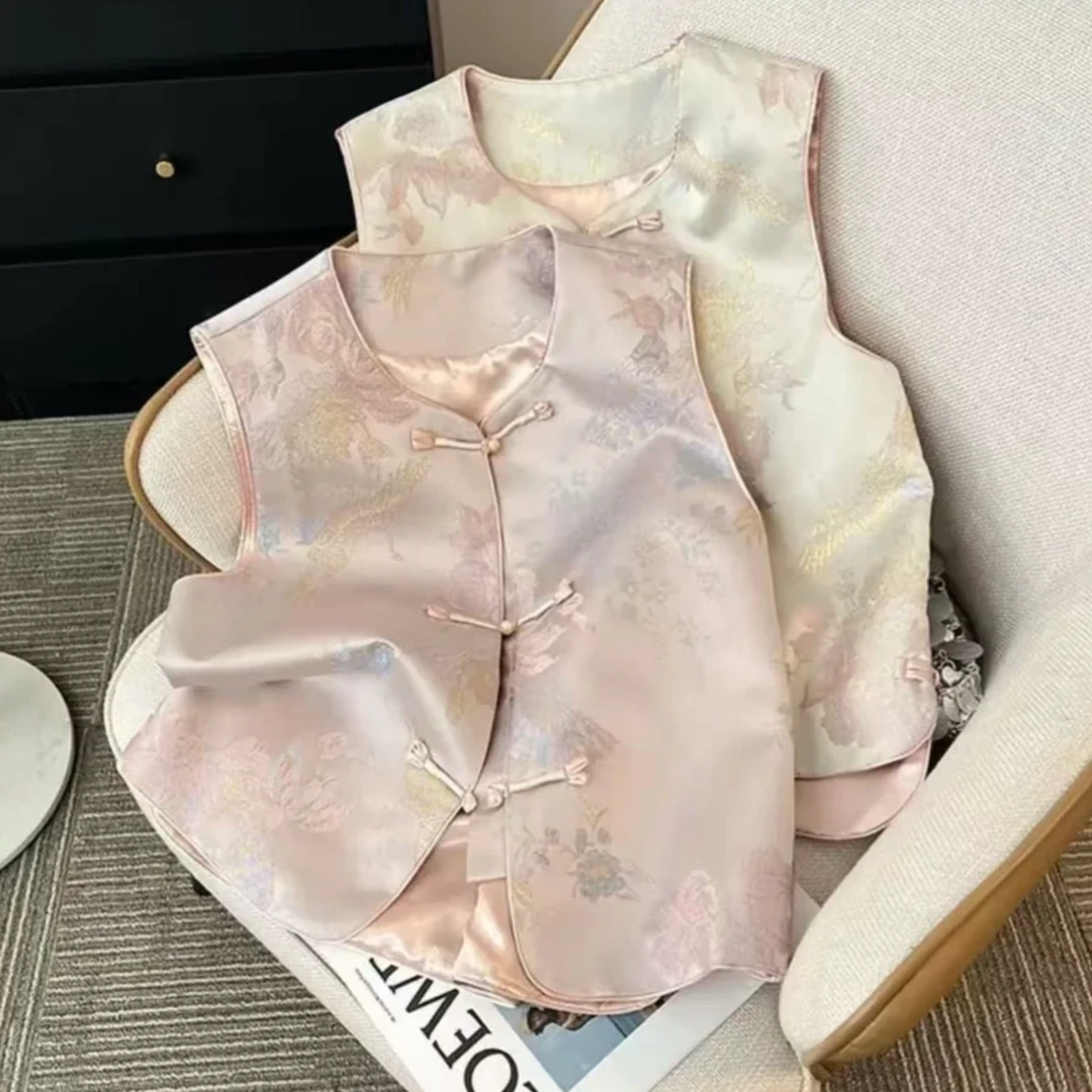 春季新款马甲女新款中式夏季复古马夹中国风无袖提花民族风