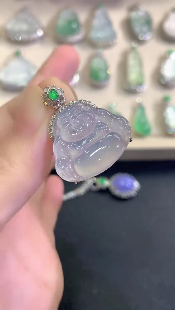 吊坠(不含链)18K金镶嵌翡翠秋日珠宝Q71