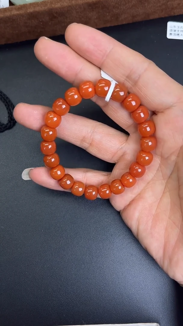 未镶嵌手串玛瑙/玉髓红玛瑙老型珠手串#712009