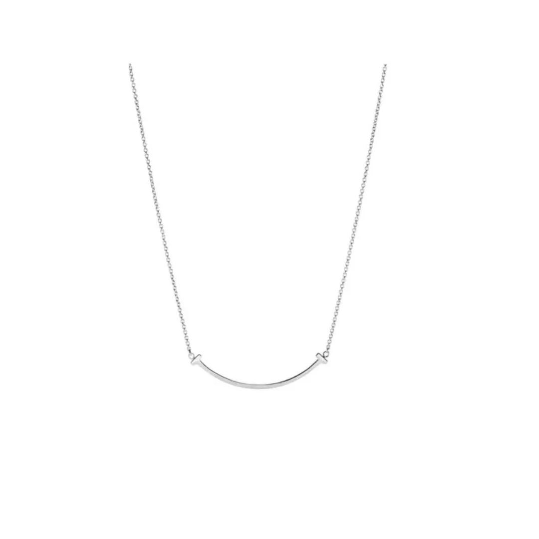 坠链均925银 【施生生珠宝】S925银银色T字微笑项链