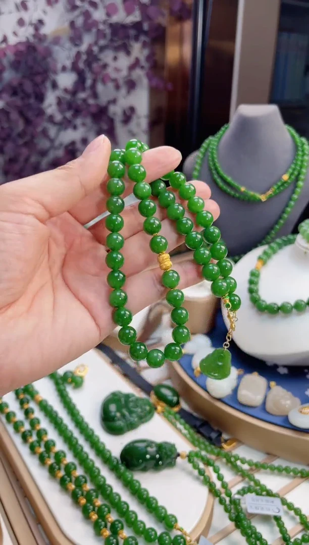 【闪购商品】和田玉项链18K金镶嵌高阶 9.5mm