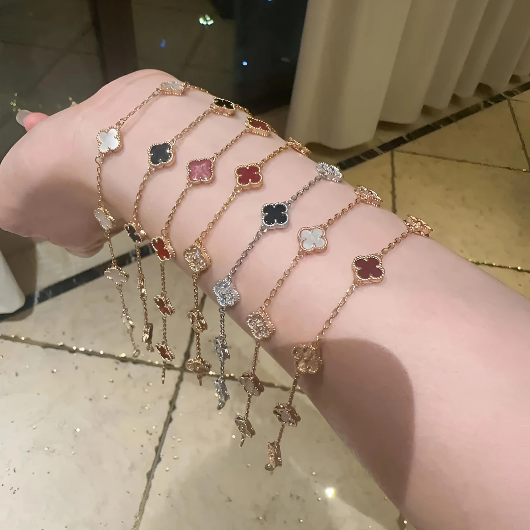 合金合成锆石手链 合金贝壳手链 313 (V金工艺） 迷你六花手链 女