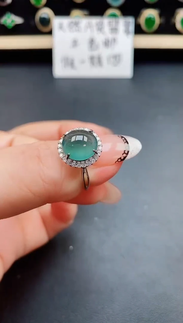 翡翠戒指银S925镶嵌50805