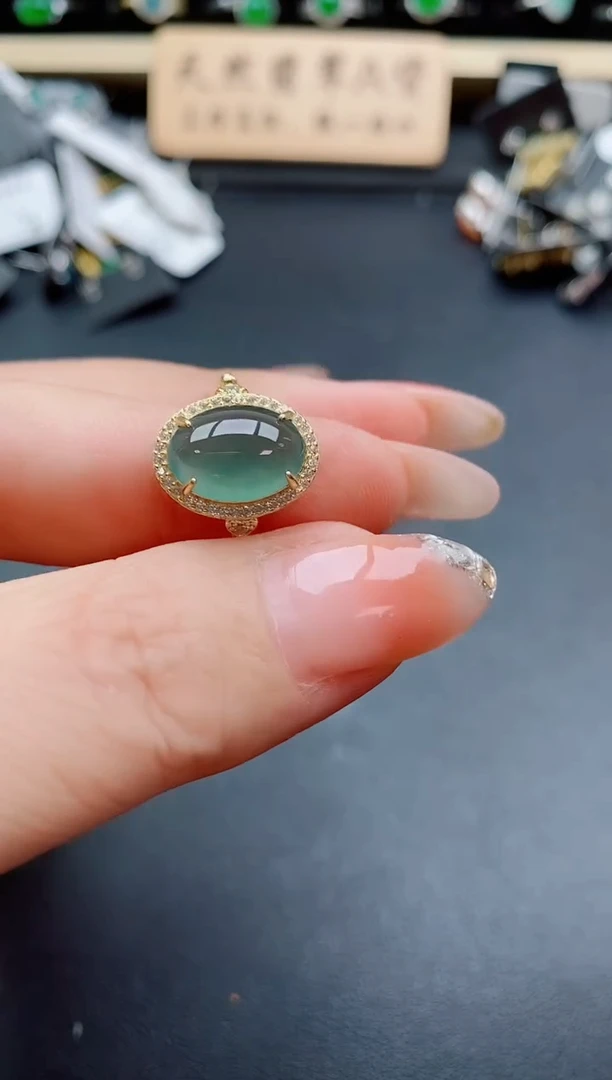 银S925镶嵌戒指翡翠1