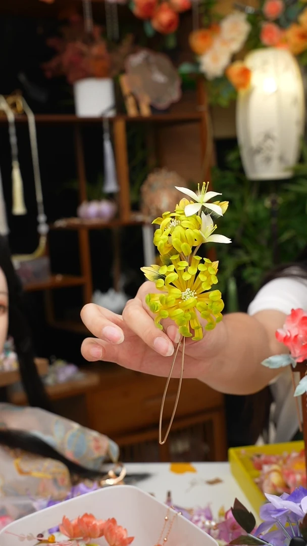 铁合金醋酸蚕丝绒花绒花非遗工艺古风