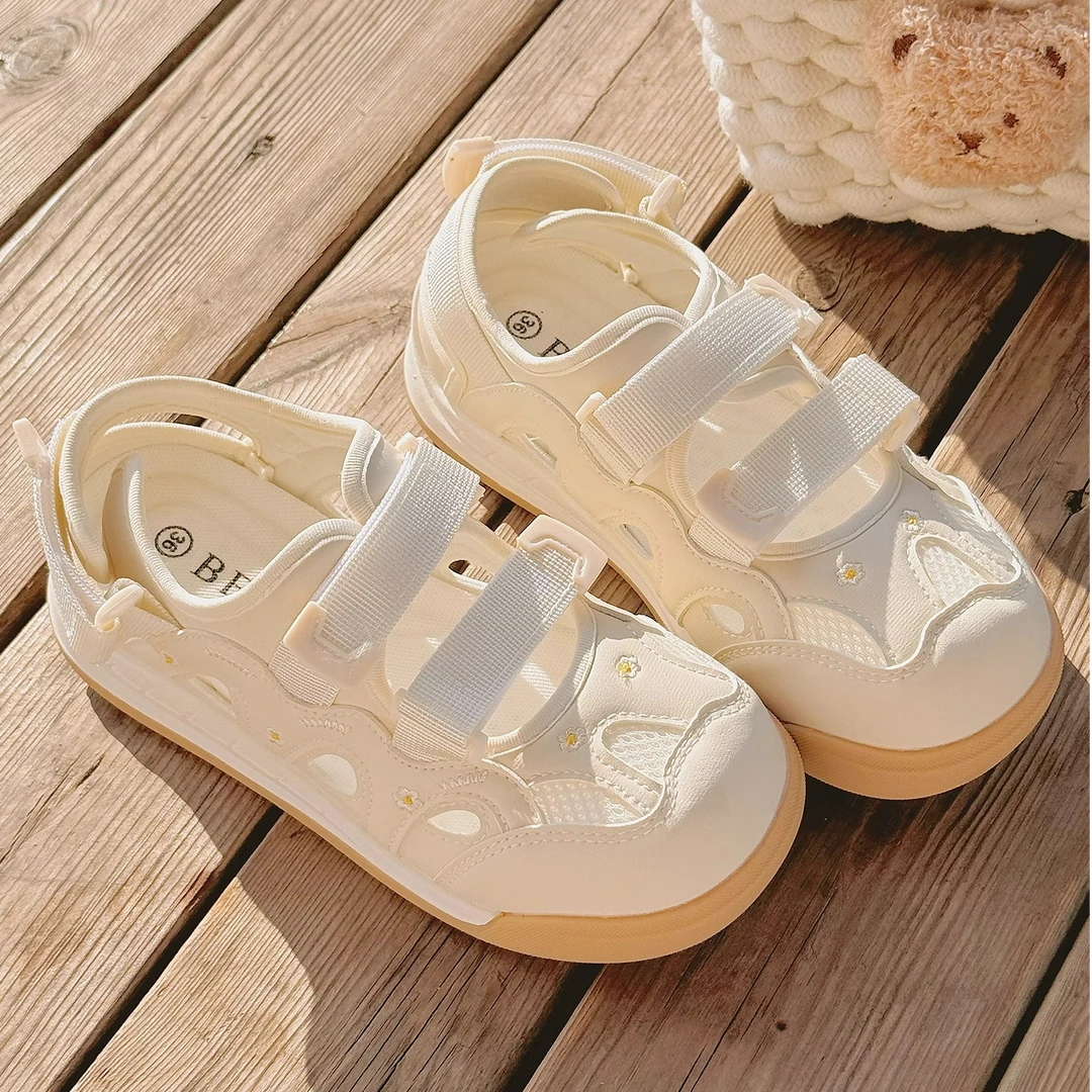 Moleubak小白鞋女夏季透气镂空女鞋百搭小众配裙子休闲包头凉鞋女