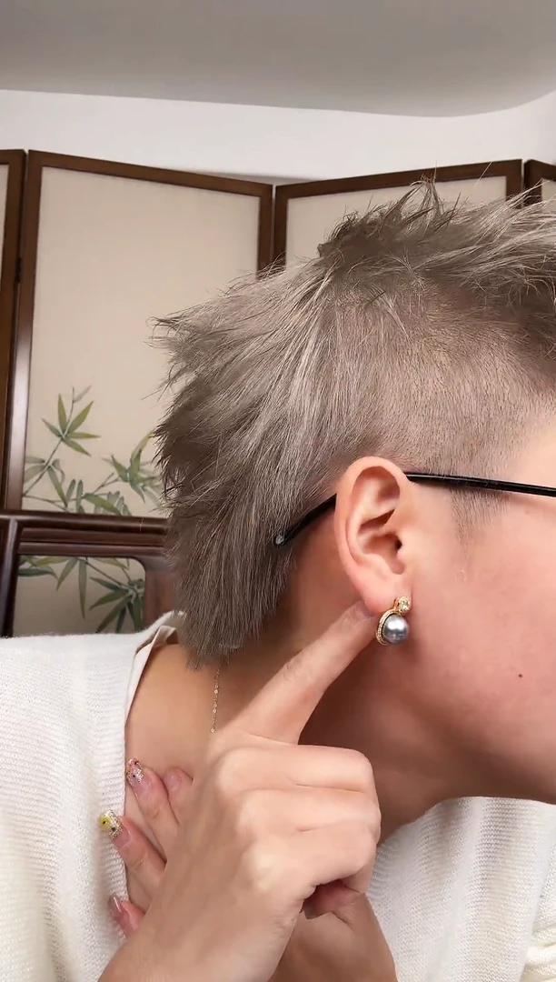 银S925镶嵌耳饰海水珍珠海水大溪地耳坠（一对发）