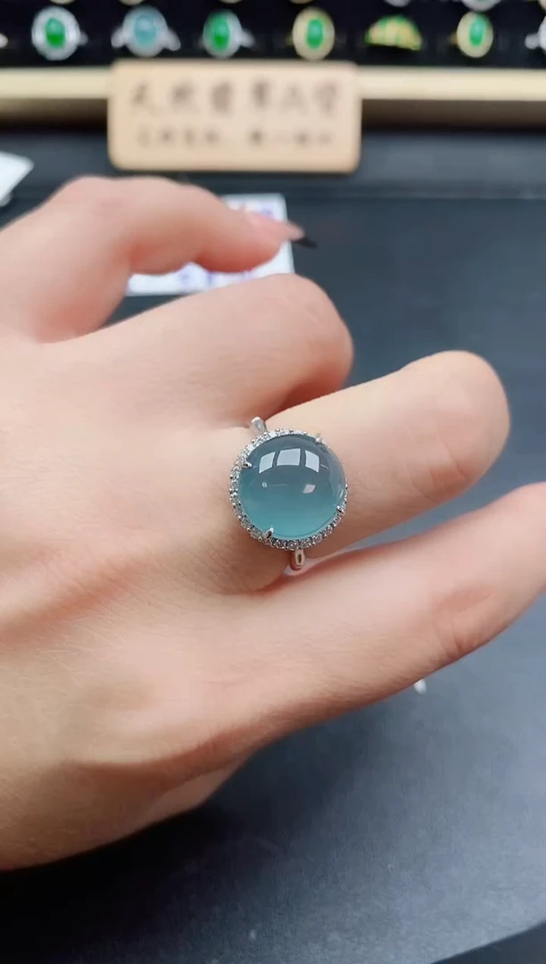 银S925镶嵌戒指翡翠1