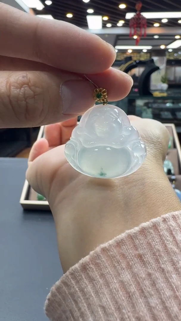 颈饰18K金镶嵌翡翠晨*佛公