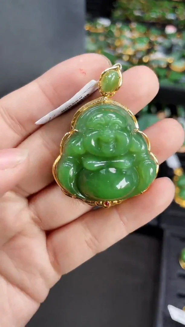 【闪购商品】和田玉吊坠18K金镶嵌35MM 多样性发一