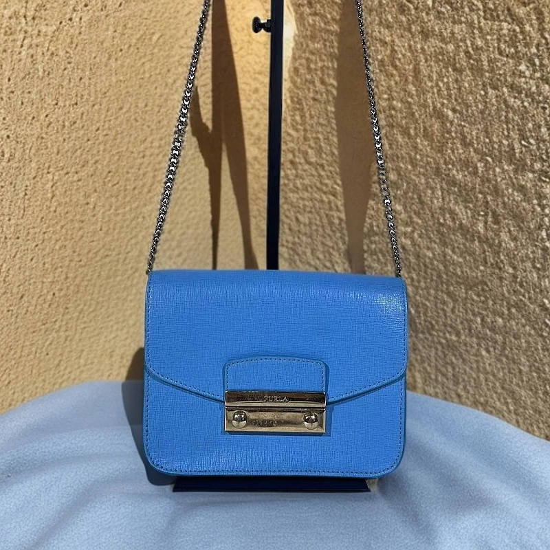 95新 FURLA/芙拉 天蓝色斜挎包G25100181尺寸17*12