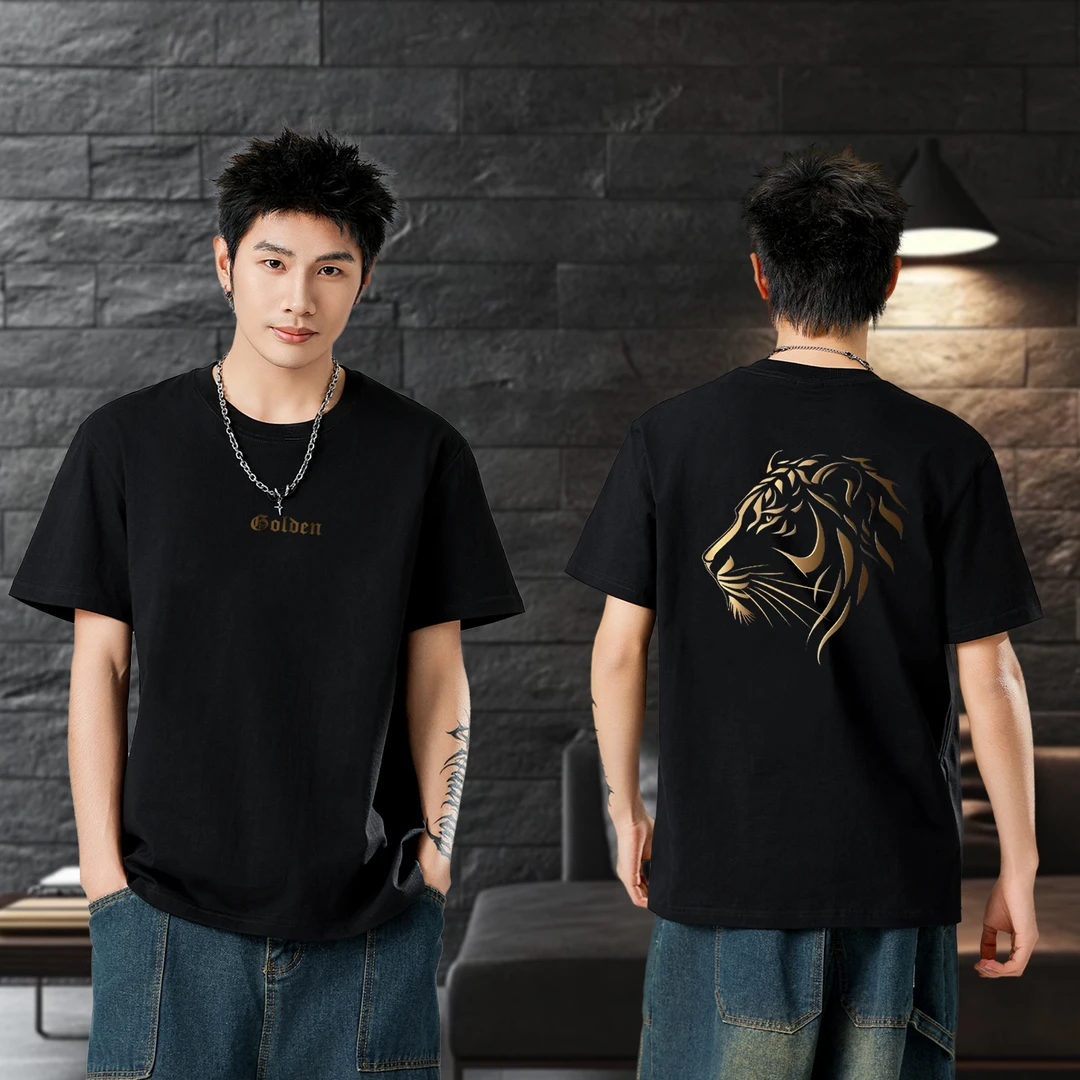 潮流新品2025夏季新款印花短袖T恤男士宽松纯棉半袖圆领小众时尚