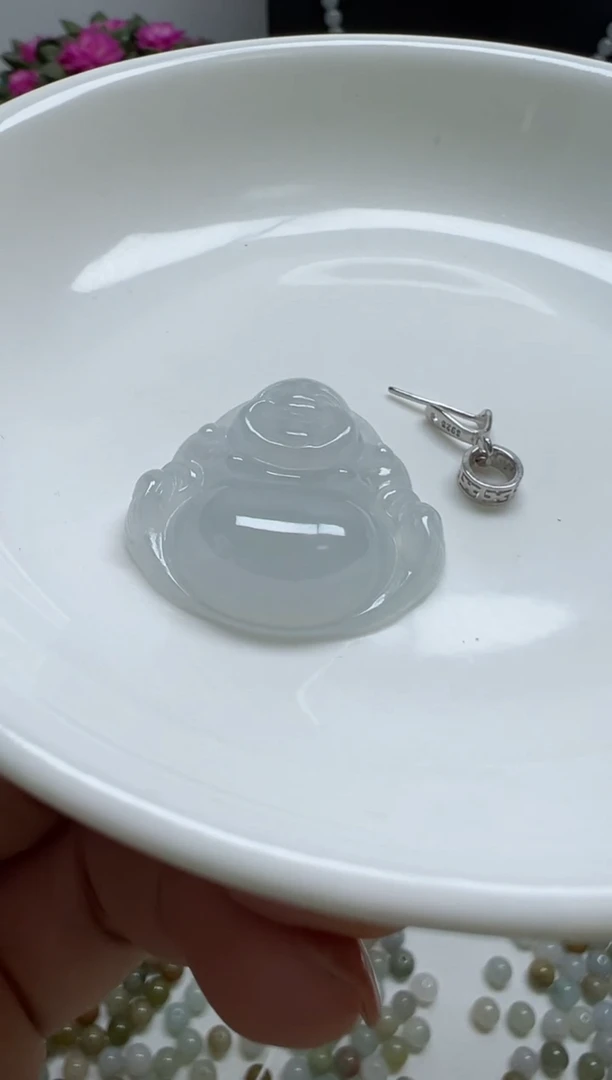 银S925镶嵌散珠翡翠鱼*猫纯天然缅甸A货翡翠