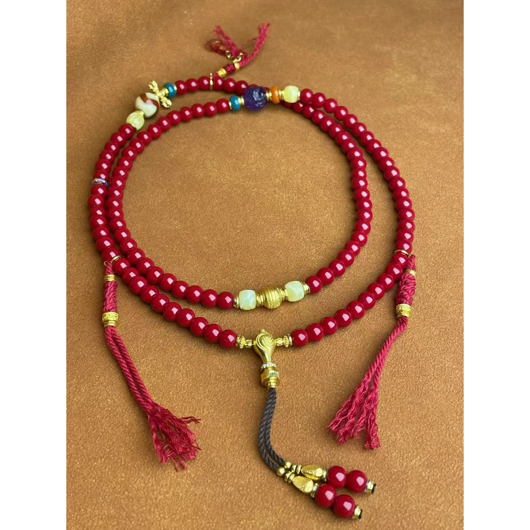 链子925银琉小青｜6mm怀业108红牙牙项链多样性发一