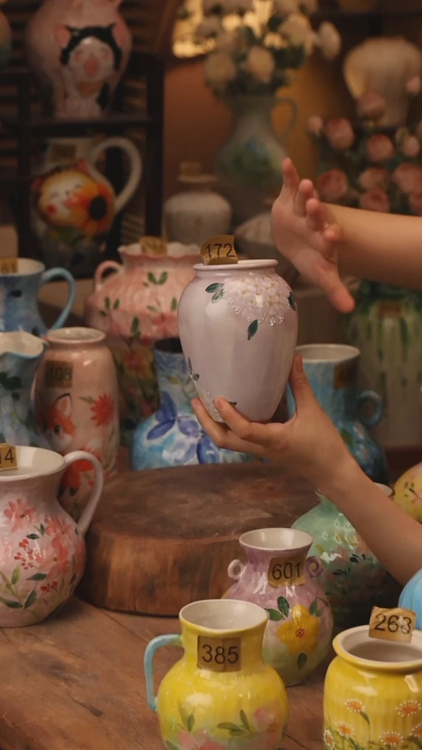 陶瓷172景德镇设计师手作花器摆件侘寂风