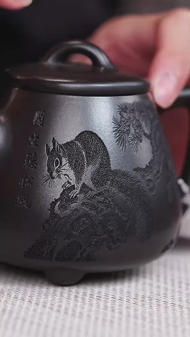 茶杯紫砂宜兴紫砂 松鼠高瓢 石黄 李雨程