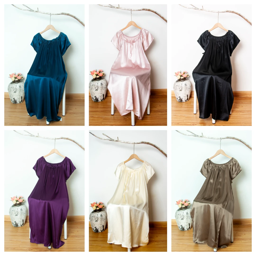 大码桑蚕丝娃娃领睡裙大码长款时尚休闲26025