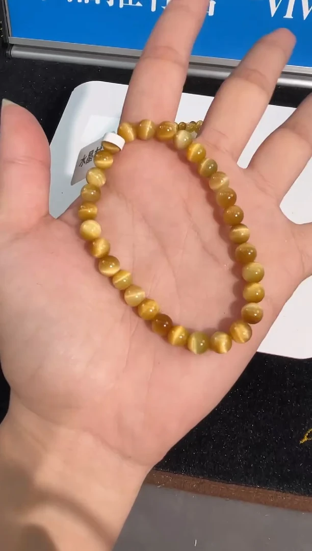 水晶手链未镶嵌5号金虎眼单圈6mm