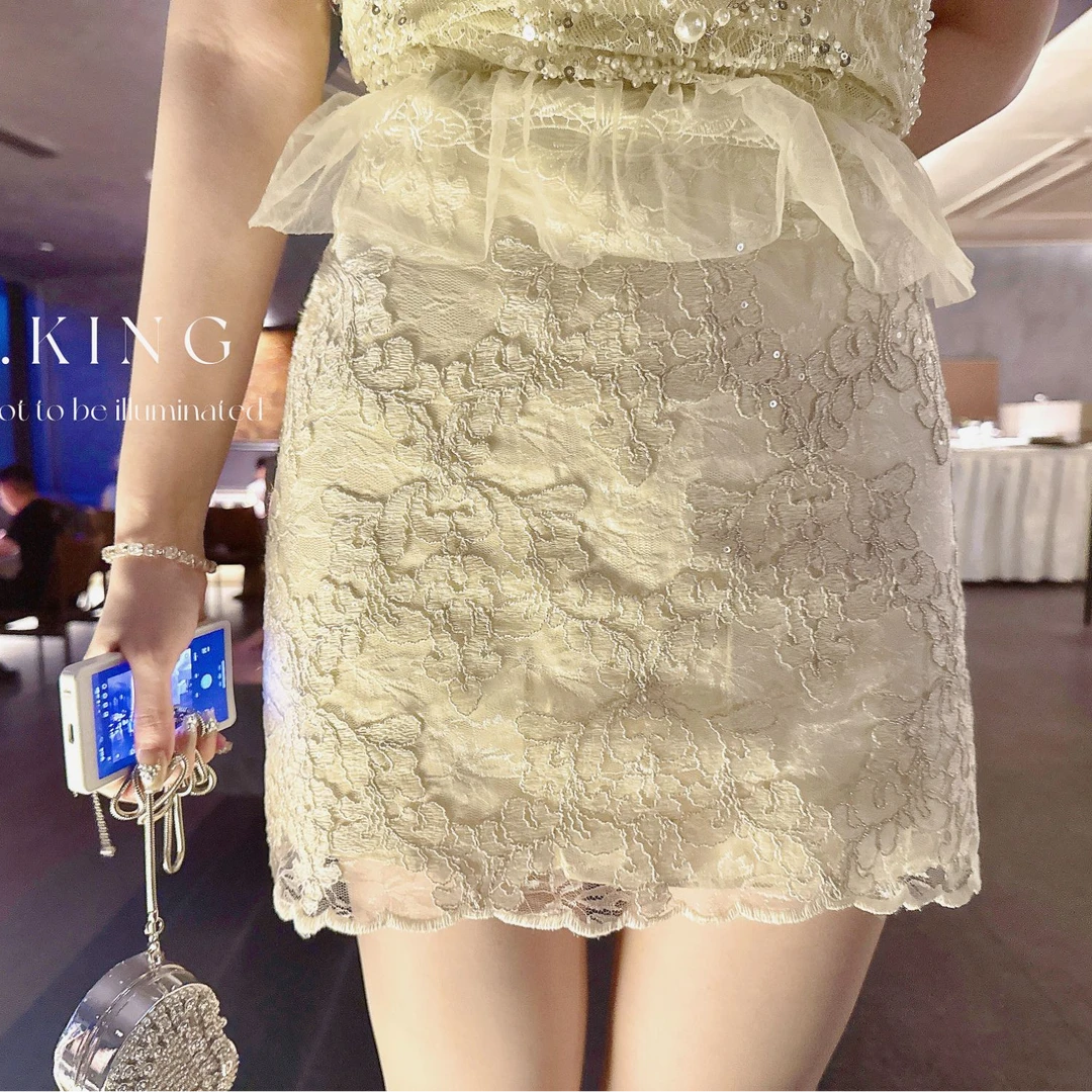 【JIN_KING】女装裙裤包臀精致短裙半身裙时髦夏季女蕾丝裙子J0027