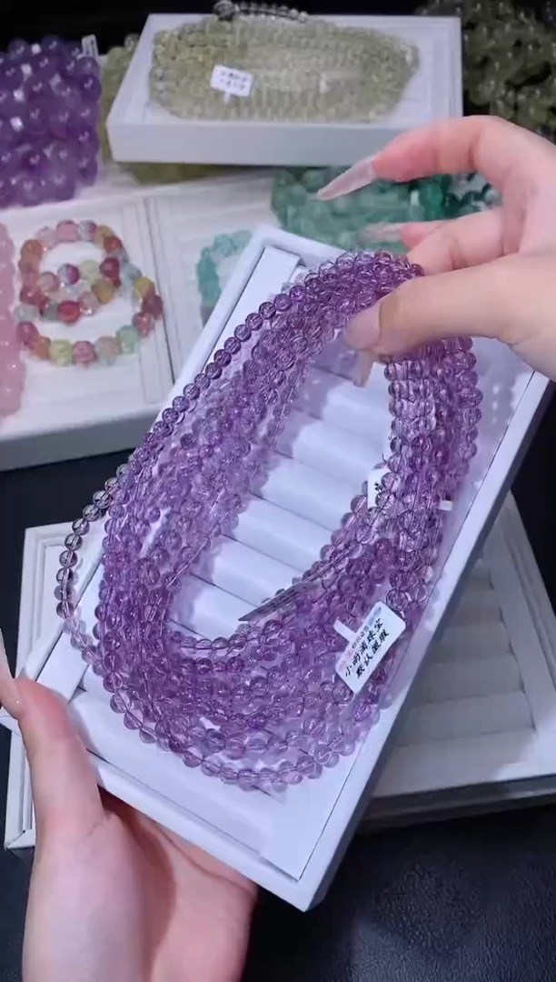 水晶手链未镶嵌730.10双圈巴西紫水晶手串 多样性发其一