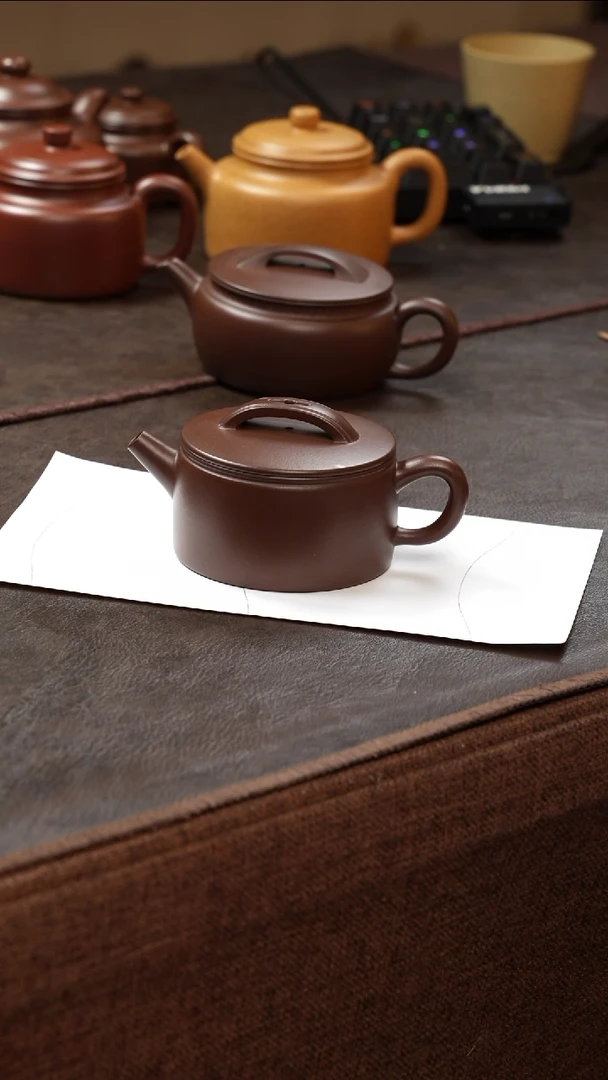 茶壶紫砂壶·15老紫泥汉瓦125cc