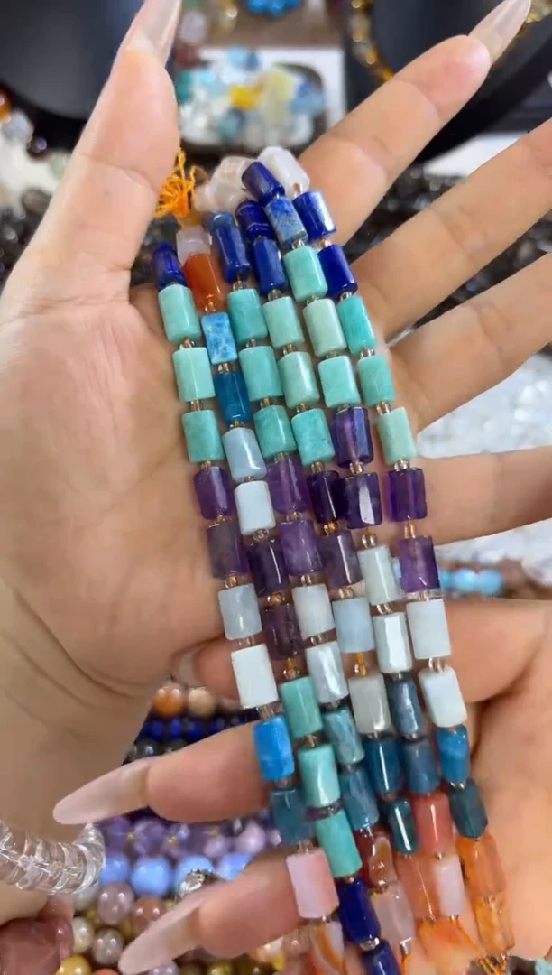 未镶嵌玛瑙/玉髓珠宝半成品七脉轮一条