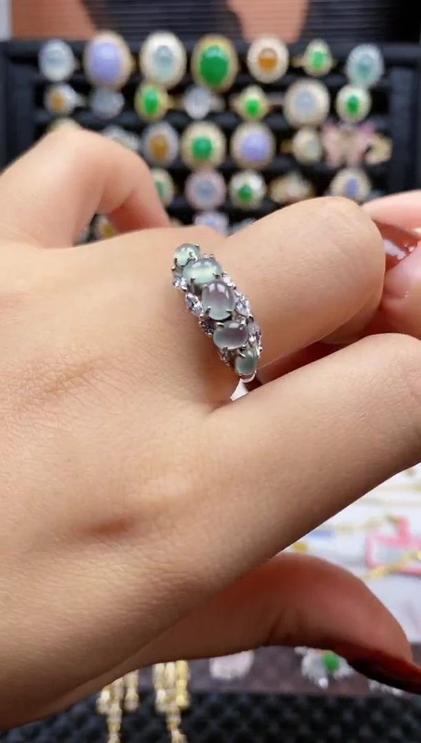 银S925镶嵌戒指翡翠224