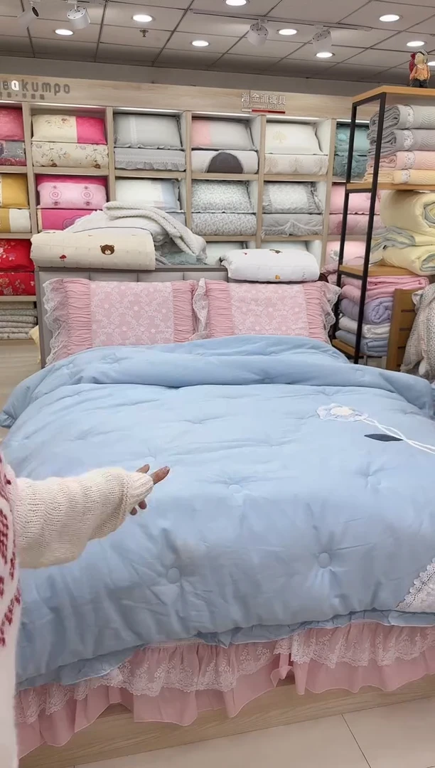 棉叶蓉春秋被2.0*2.3 蓝色 微瑕局部