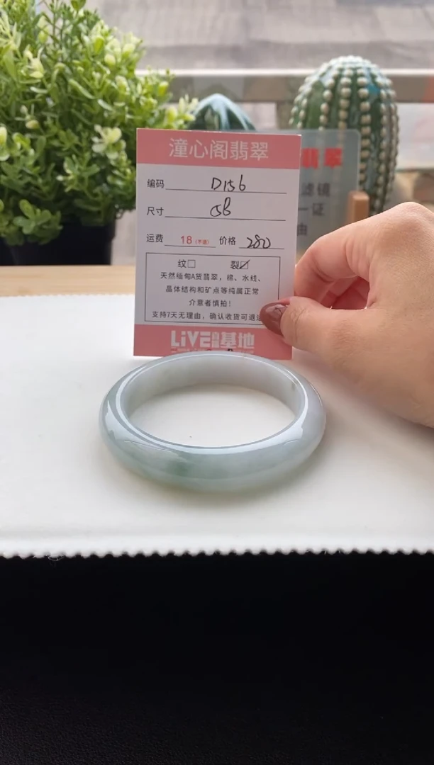 未镶嵌手镯翡翠58.3圈口 编码 D156