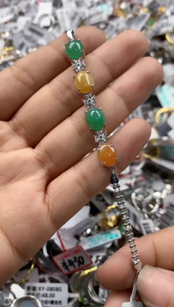 银S925镶嵌戒指翡翠666----3