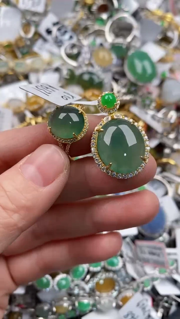 银S925镶嵌戒指翡翠222   7