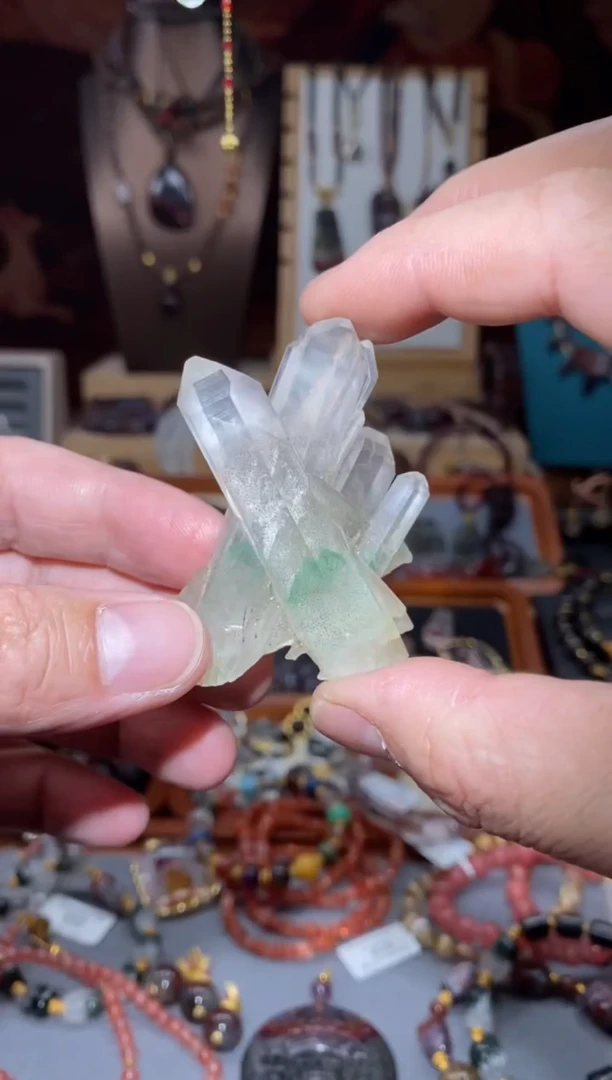 【闪购商品】水晶翠幽灵原石摆件未镶嵌原石有矿坑冰裂介意慎拍