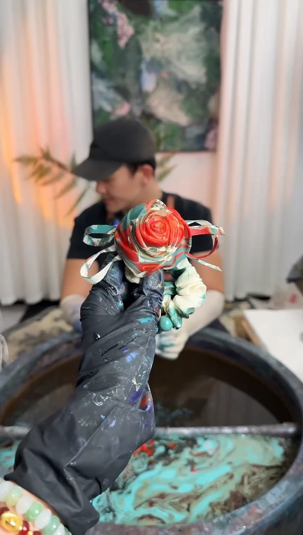 001 玫瑰发圈 荷塘锦鲤