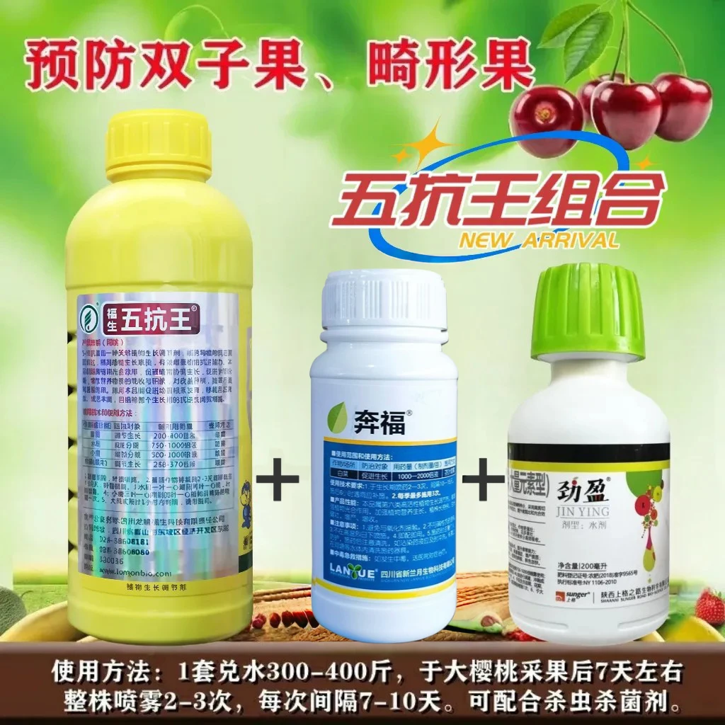 五抗王组合大樱桃预防双子果畸形果双胞胎腐殖酸叶面肥