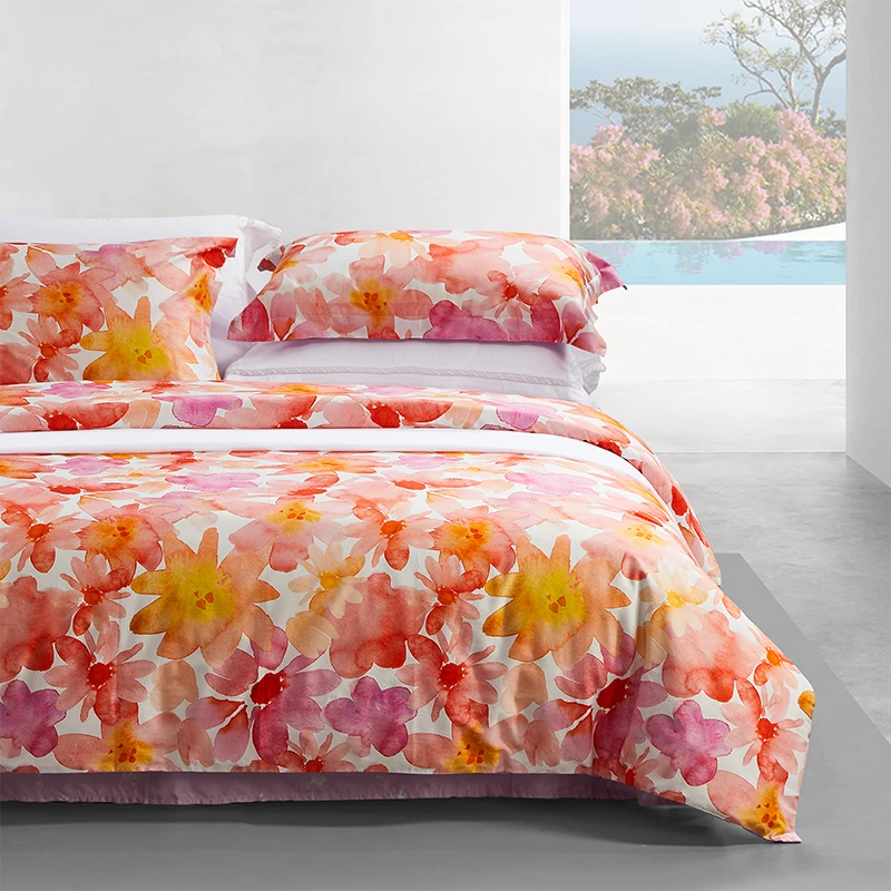 水星家纺四件套床品100%纯棉花朵床单被套枕头套 多款可选