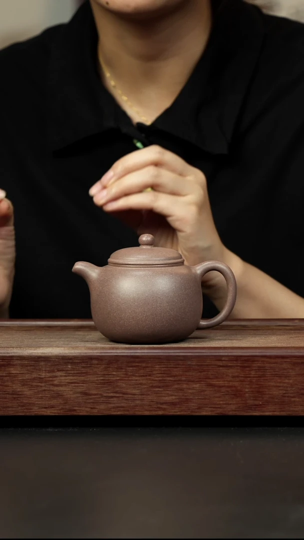 紫砂茶壶桃花泥粉紫色匏樽