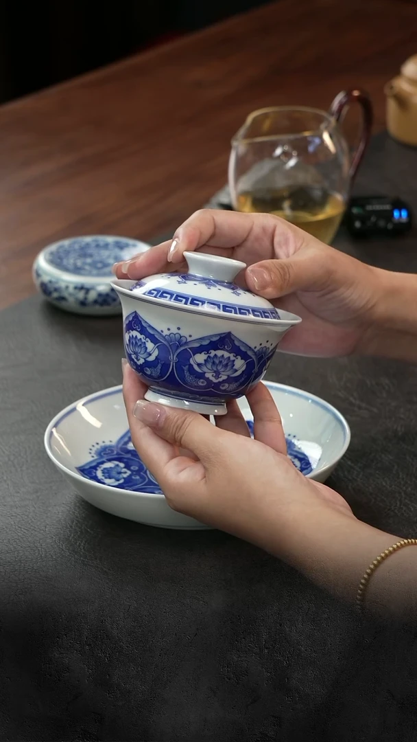 盖碗三更有梦|拙泥柴窑  三兔共耳盖碗