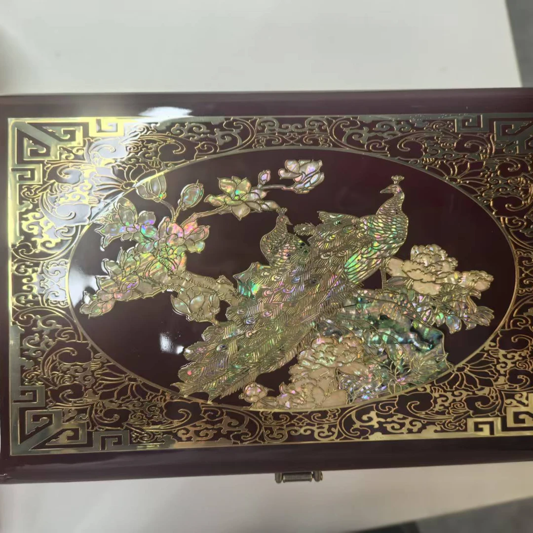 首饰盒/箱 （供销）天水雕漆紫孔雀首饰盒