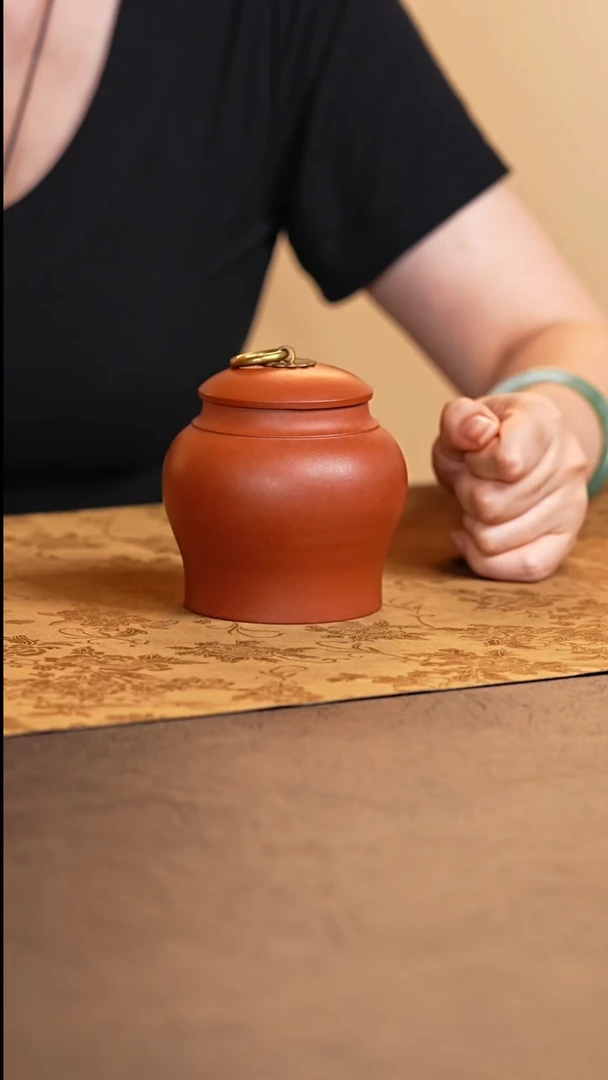 紫砂茶叶罐宜兴原矿紫砂朱泥茶叶罐
