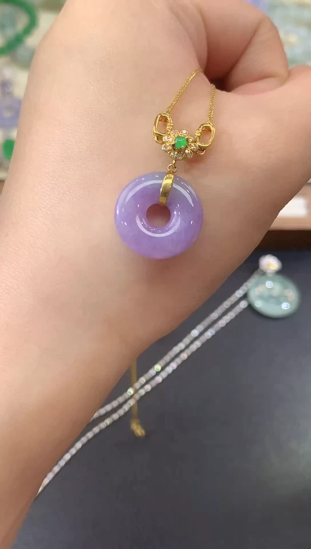 吊坠(不含链)18K金镶嵌翡翠143-吊坠