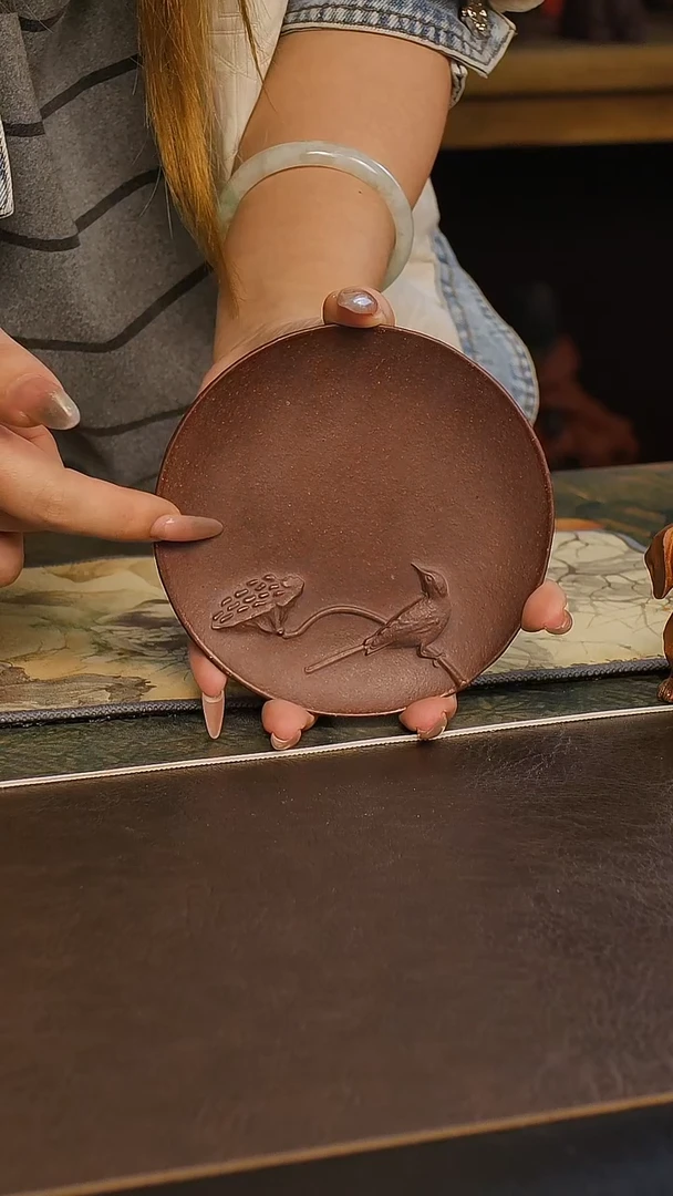 紫砂茶宠小鸟盘壶承