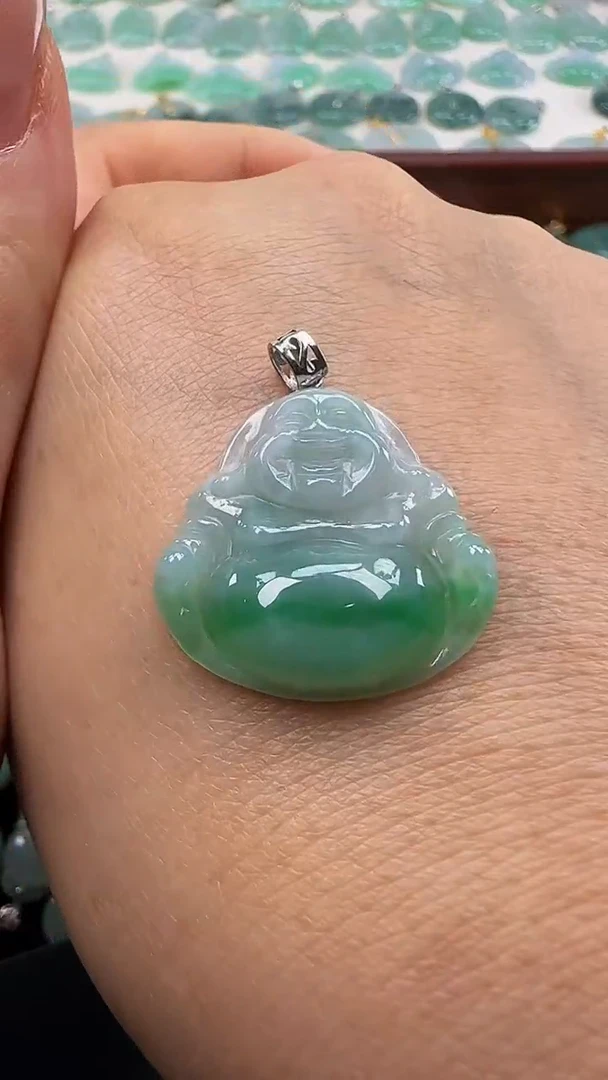 翡翠18K金镶嵌吊坠(不含链)佛公