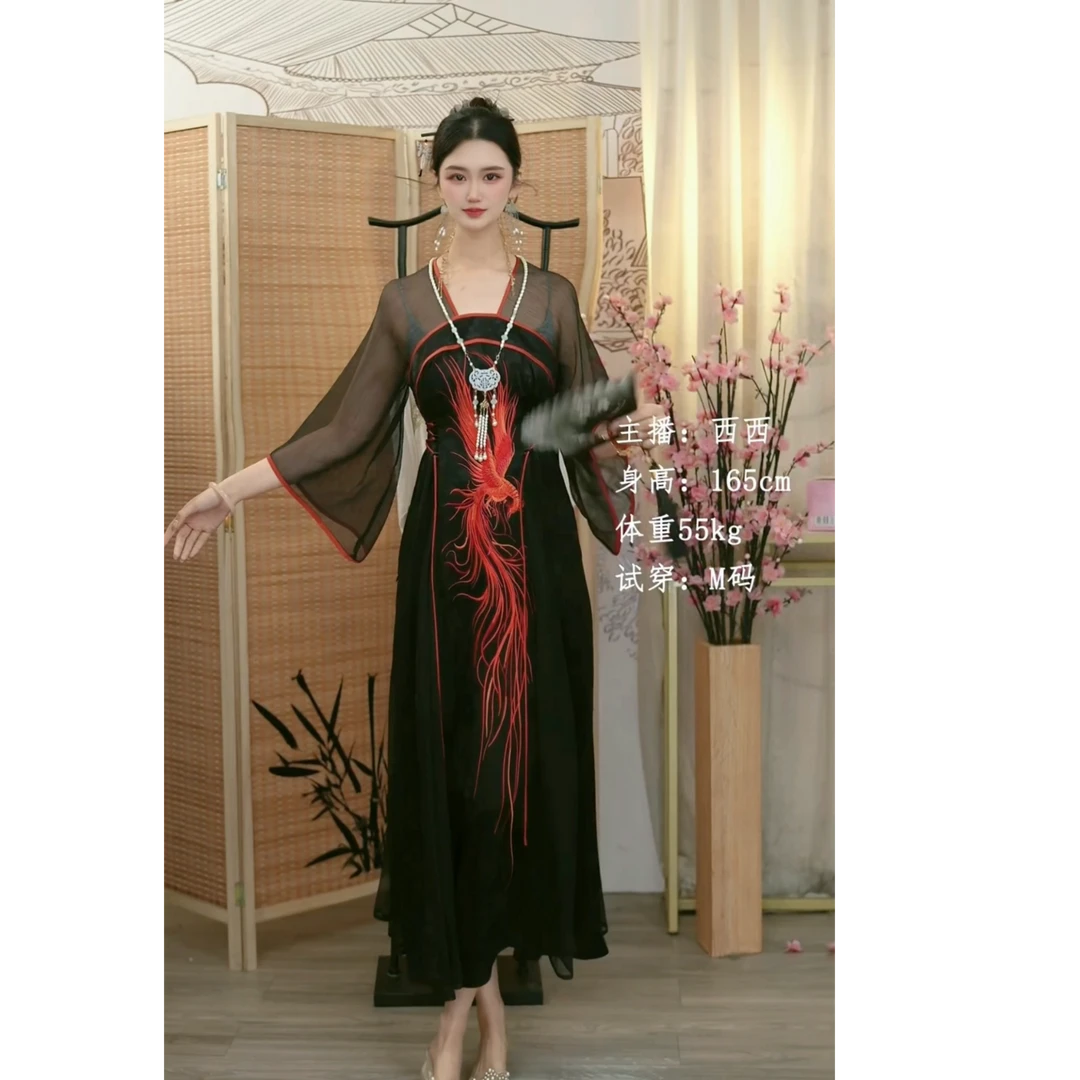 羽唐名2025夏季新款日常中国风复古显瘦长款连衣裙2659