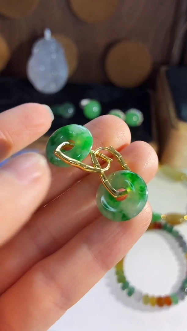 银S925镶嵌翡翠耳饰耳饰