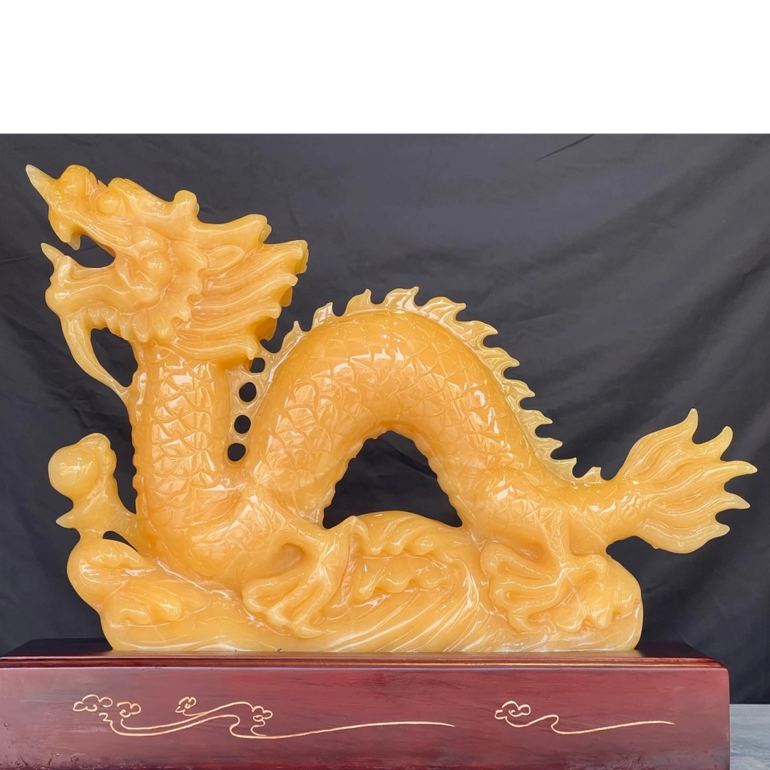 付米链接《黄金青龙》家居天然材质玉石工艺摆件（阿富汗玉石）