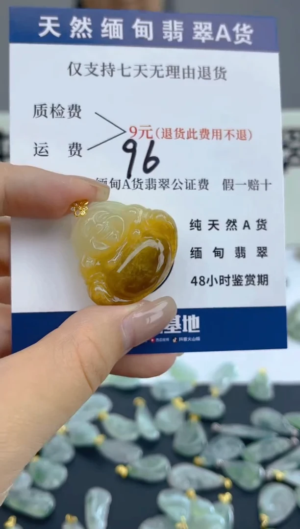 颈饰18K金镶嵌翡翠天然A货翡翠  96