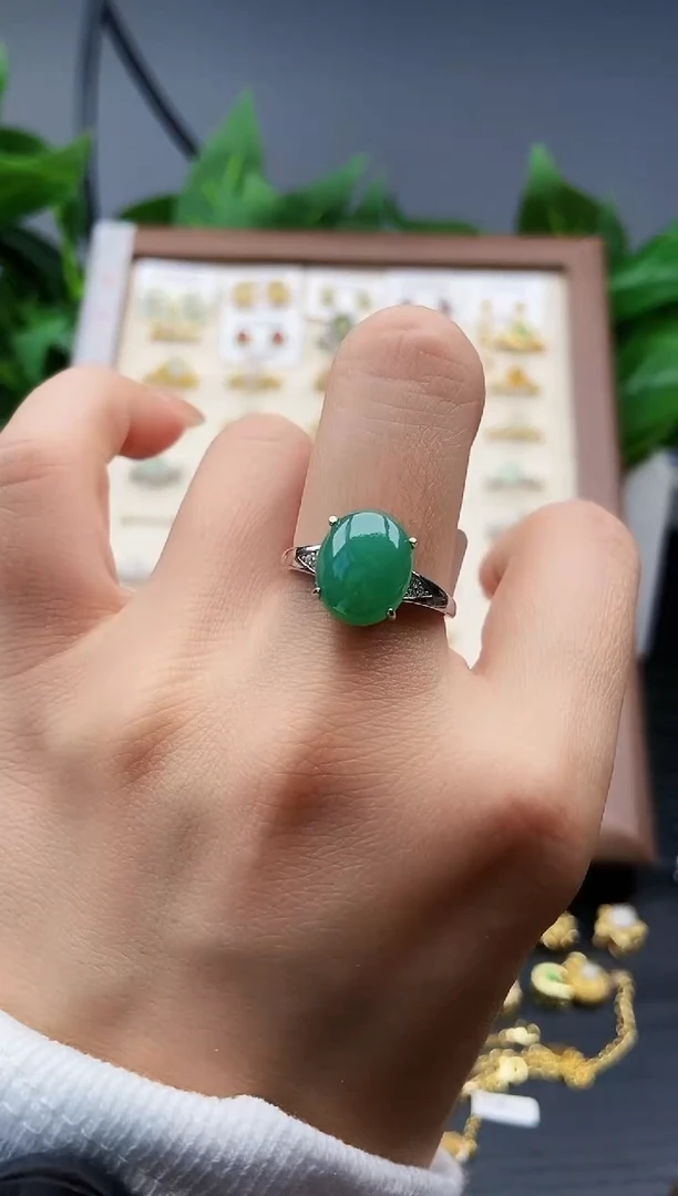 银S925镶嵌戒指翡翠12