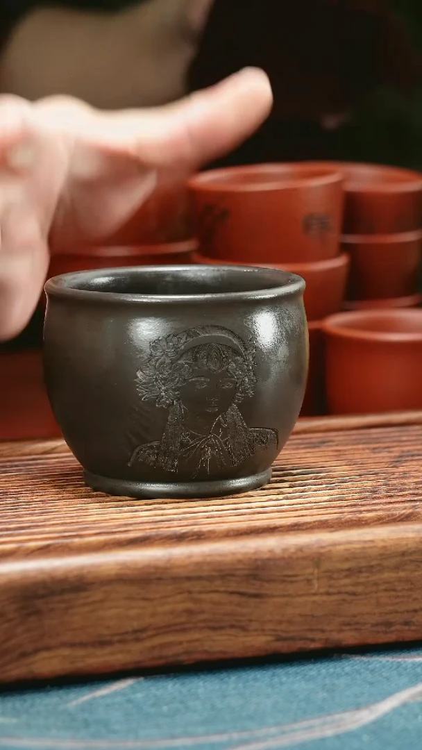 茶杯紫砂石黄美女杯