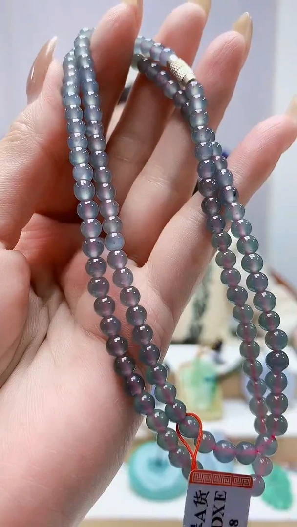 未镶嵌定制翡翠4852MM-毛货珠链55