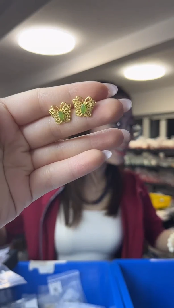 银S925镶嵌和田玉耳饰（多样性发一件）